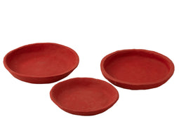 S/3 PLATES PAPER MACHE RED