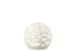 BALL DECO FISH LED GLASS WHI M