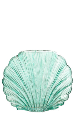VASE SHELL GLASS AZURE L