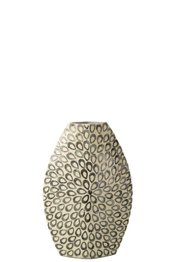 VASE FLAT DROP SHELL/PAP BK/WH