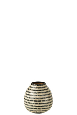 VASE BALL STR SHEL/BM BLK/WH