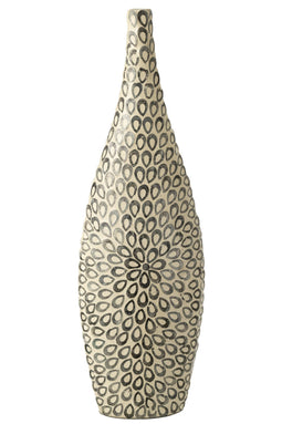 VASE LONG DROP SHELL/PAP BK/WH