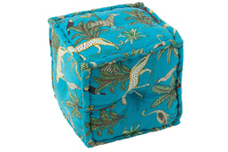 POUF CU EXOT ANIM/PLA COT BLU