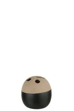 J-Line vaas Bol - keramiek - beige/zwart - small