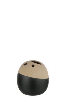 VASE BALL CER BEI/BLA L