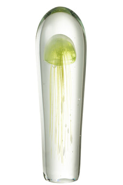 PAPERWEIGHT JELLYF GL GRN XL