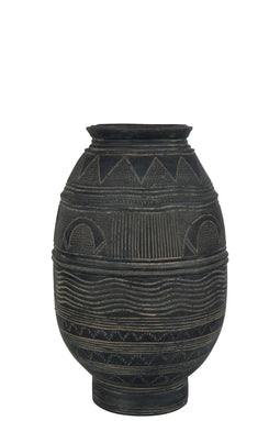 VASE JUG CIRCLE CEMENT BL/BR S