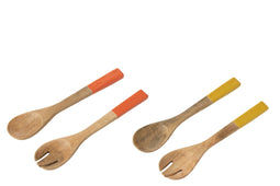 S/2 SALAD SERVER WD YE/PK ASS2