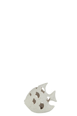FISH LED SAND GLAZE PORCEL WH
