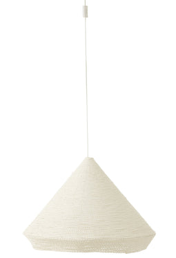 HANGING LAMP CONE RAFFIA WH L