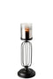 J-Line windlicht op voet - kaarshouder- metaal/glas - zwart - small
