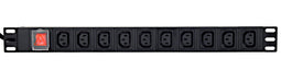19' stekkerdoos met schakelaar (PDU), 10-voudig met pen-aarde C13, 1U, 16A