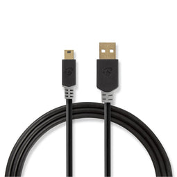Nedis Kabel USB 2.0 | A male - Mini 5-pins male | 2,0 m | Antraciet