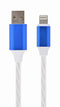 CableXpert USB 8-pins laad- en datakabel met LED-lichteffect, 1m