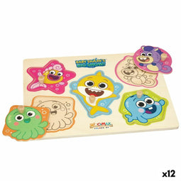 Dieren Puzzel Baby Shark + 2 Jaar (12 Stuks)