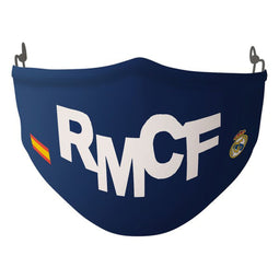 Hygiënisch en herbruikbaar gezichtsmasker gemaakt van stof Real Madrid C.F. Kinderen Blauw Wit