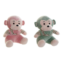 Knuffel DKD Home Decor Groen Roze Plastic Kinderen Aap 23 x 20 x 27 cm (2 Stuks)