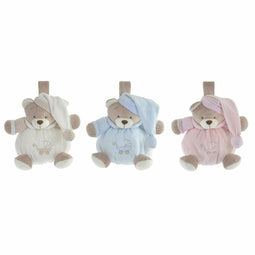 Knuffelbeer DKD Home Decor Beige Hemelsblauw Licht Roze Muzikaal Kinderen Beer 13 x 12 x 20 cm (3 On