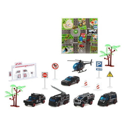 Set van Politievoertuigen en Accessoires Blauw 22 x 22 cm