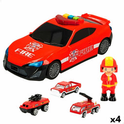 Voertuig Speelset Speed & Go Brandweerman Licht Geluid 1:64 (4 Stuks)