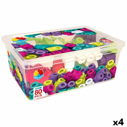 Bouwspel Color Block Trendy 80 Onderdelen (4 Stuks)