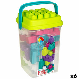 Bouwspel Color Block Trendy Kubus 50 Onderdelen (6 Stuks)