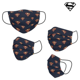 Hygiënisch en herbruikbaar gezichtsmasker gemaakt van stof Superman Volwassen Blauw