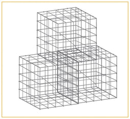 Schanskorf, afm. 100 x 50 x 50 cm, verzinkt staal, maas 10 x 10 cm