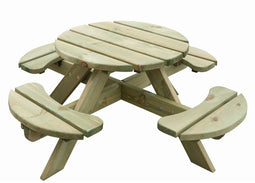Kinderpicknicktafel, rond, diameter 120 cm, FSC 100% Noord-Europees grenen