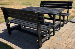 Salzburg picknickset - 2 bankjes met tafel - zwart