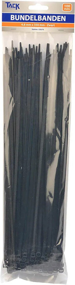100 Tiewraps / bundelbanden 4,8x350mm zwart PA66
