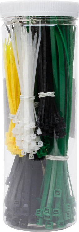 Kopp kabelbinderset 300 stuks zwart/wit/groen