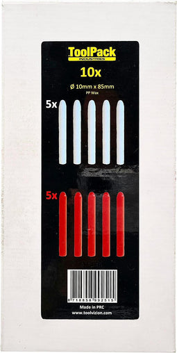 10 Wax stiften 10x85mm rood+wit ToolPack 318.018