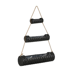 Mica Decorations Bloempot Plantenhanger - 71x18x108 cm - Hout - Zwart