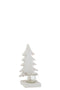 J-Line Kaarshouder kerstboom - theelichthouder - hout - wit - 2 stuks - kerstversiering
