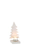 J-Line Kaarshouder kerstboom - theelichthouder - hout - wit - 2 stuks - kerstversiering