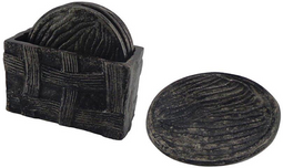 6 Onderzetters + Houder - Grijs - Sydney