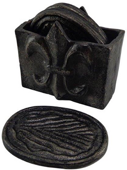 6 Onderzetters + Houder - Silver Antique - Kaapstad