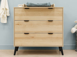 Dresser with 3 drawers Fay Natural Matt Black