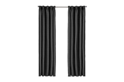 Larson - Luxe geweven blackout gordijn - met haken - 1.5m x 2.5m - Zwart