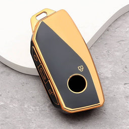 Autosleutel hoesje Duurzaam TPU Sleutelcover - - Geschikt voor BMW - zwart - goud - F4