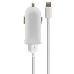 USB-Autolader + MFi Lightning Kabel Contact 2.1A Wit