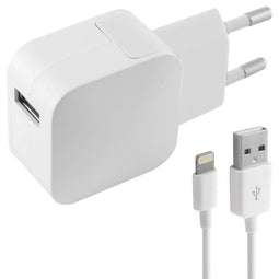 Wandlader + MFI Lightning Kabel KSIX 2.4A USB iPhone Wit