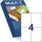 Klevende etiketten MULTI 3 Wit Recht 500 Lakens 105 x 148 mm (4 Stuks)