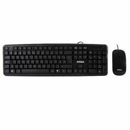 Toetsenbord en muis Nilox COMBO USB NILOX - TECLADO + RATÓN FLAT Zwart Qwerty Spaans QWERTY