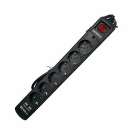 Stopcontactenstrip 6 Tomas met Interruptor Riello THUNDER 6002 USB Zwart