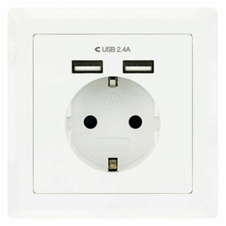 Wandstopcontact met 2 USB-Poorten TooQ Base de enchufe de pared tipo schuko con 2 tomas USB Max....