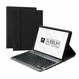 Bluetooth toetsenbord met tablethouder Subblim SUBKT3-BTL200 Zwart Qwerty Spaans