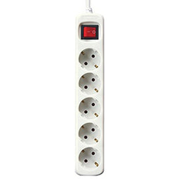 Stopcontactenstrip 5 Tomas met Interruptor Silver Electronics Afmeting 3 m