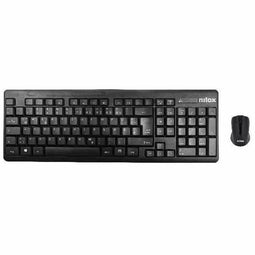 Toetsenbord en muis Nilox Combo de ratón más teclado wireless Zwart Qwerty Spaans